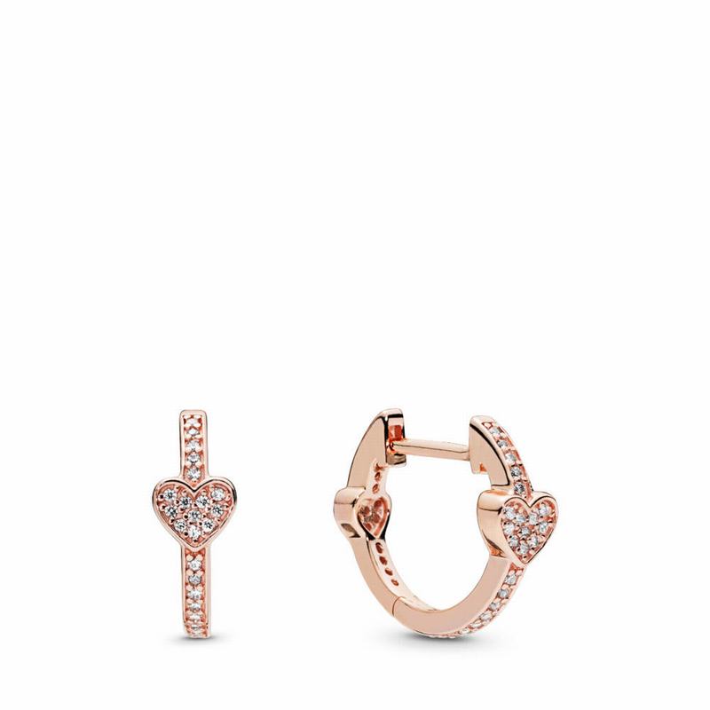 Pandora Rose™ Alluring Hearts Hoop Earrings Online NZ (295870-MPH)